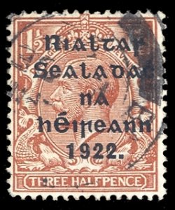 Ireland #41var (Macdonnel and White T44a) Cat£225, 1922 1 1/2p red brown, P...