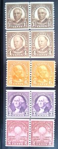 Scott #656, 686, 687, 721, 723 - VF - Pair - MNH - Lot