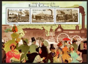 Bhutan 2000 - British Railway Trains - Sheet of 3 Stamps - Scott #1301 - MNH