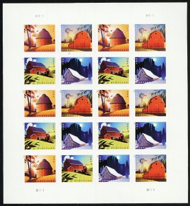 Counterfeit Pane of 20 Barn Stamps