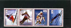 PARAGUAY 1990 WINTER OLYMPIC GAMES ALBERTVILLE STRIP OF 4 STAMPS MNH 