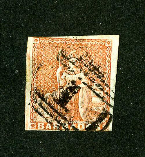 Barbados Stamps # 4 F-VF Used Scott Value $325.00