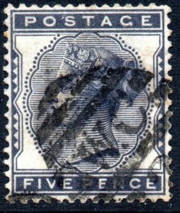 1881 Sg 169 5d indigo with London WC Duplex Cancellation Good Used