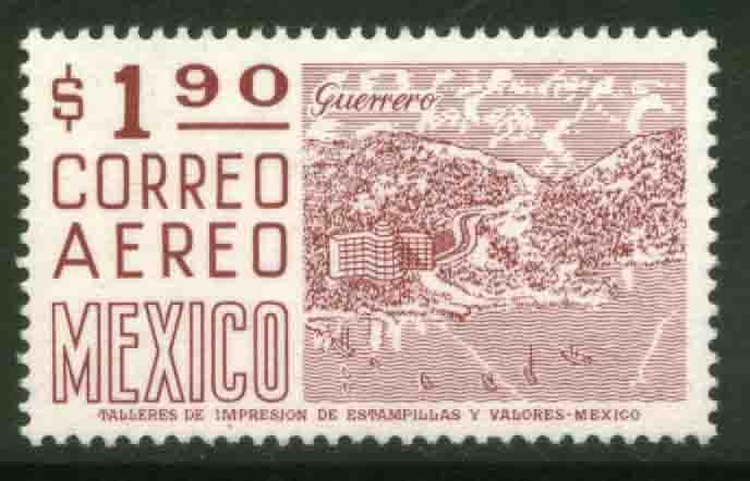 MEXICO C447 $1.90 1950 Def 8th Issue Fosforescent glazed MINT, NH. F-VF.