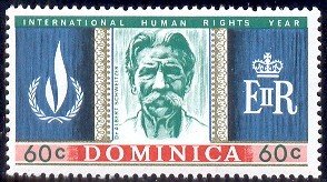 Intl. Human Right Year, Dr. Albert Schweitzer, Dominica stamp SC#210 MNH