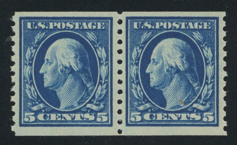 USA 447 - 5 cent Flat Plate Coil Pair - VF Mint nh with PF & APS Certificates