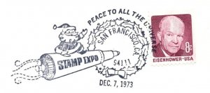 US SPECIAL PICTORIAL POSTMARK COVER PEACE TO ALL THE UNIVERSE SPACE STAMP EXPO