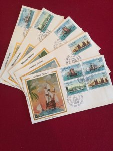 Palau Scott 51-54 FIVE Colorano Silk FDCs Maritime History Ships