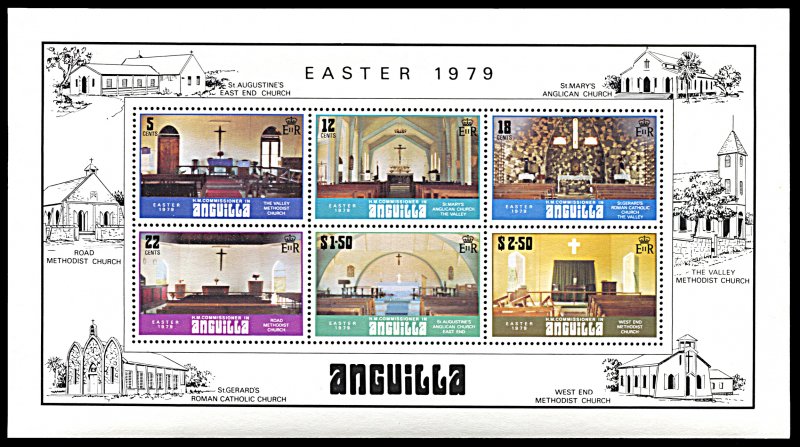 Anguilla 348a, MNH, Interiors of Anguilla's Churches souvenir sheet