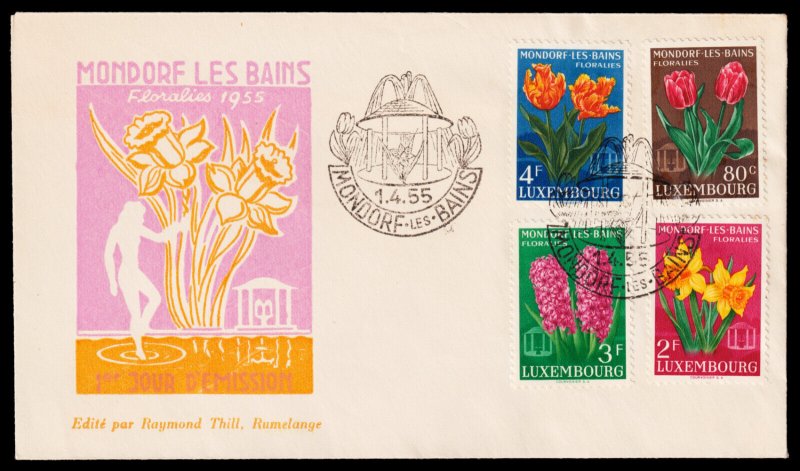 Luxembourg Scott 300-303 First Day Cover (1955) VF Q