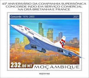 Mozambique - 2021 Concorde 45th Anniversary - Stamp Souvenir Sheet - MOZ210118b3 