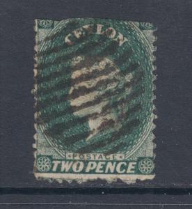 Ceylon SG 50by used 1864 2p Queen Victoria, watermark 5 Inverted & Reversed