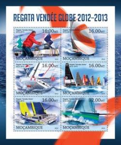 Regatta Vendee Sports Ships Boats Schiffe Sea Transport Mozambique MNH stamp set