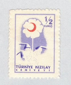 Turkey RA207 Used Red Crescent symbol on flower 3 1958 (BP86304)