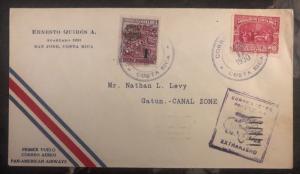 1930 San Jose Costa Rica first flight cover FFC To Gatun Canal Zone