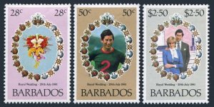 Barbados 547-549,MNH.Michel 527-529. Royal wedding 1981.Prince Charles-Diana.