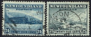 NEWFOUNDLAND 1941 PICTORIAL 24C AND 25C USED