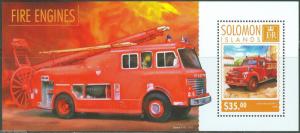 SOLOMON ISLANDS 2014 FIRE ENGINES  SOUVENIR SHEET MINT NH