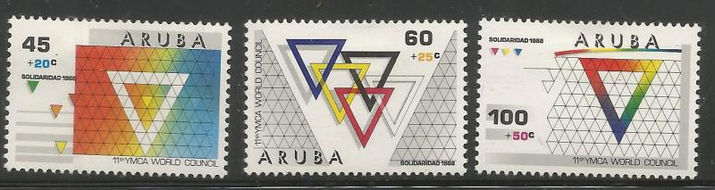 ARUBA  B10-B12  MINT HINGED, HINGE REMNANT, 11TH YMCA WORLD COUNCIL, SOLIDARITY