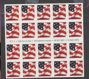 U.S. Scott Scott #3623a American Flag Stamp - Mint NH Booklet Pane - Plate B2222