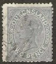 Queensland 91, used.   redrawn.  1890.  (A837)