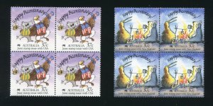 Australia 1052, 1086 Bicentennial of New Zealand, Australia Stamp Blocks MNH