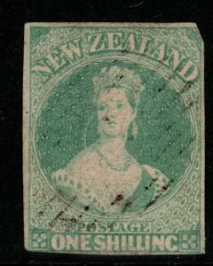 NEW ZEALAND SG16 1858 1/= DULL EMERALD-GREEN (2 MARGINS) USED 