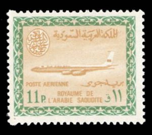 Saudi Arabia #C43 Cat$90, 1965 11p green and bister, never hinged