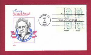 1984 10c Richard B. Russell #1853, PB4, FDC, Cover Craft