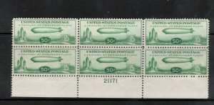 USA #C18 Very Fine Never Hinged Plate Block Of Six - Couple Of Natural Gum Skips