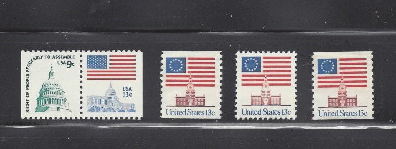 US SCOTT #1590, 1622, 1622c, 1623, & 1625 // 1975 - 1981 Regular MNH Issue