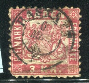 GERMANY; BADEN 1862 early classic issue used 3k. value