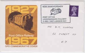 1967 Great Britain 40th Anniversary Post Office Underground Railway Event Cover-