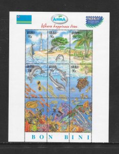 FISH - ARUBA #150 SHEET OF 9  MNH