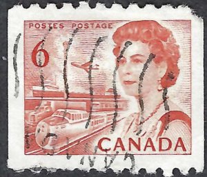 Canada #468A 6¢ Queen Elizabeth II/Transportation (1969). Coil. Used.