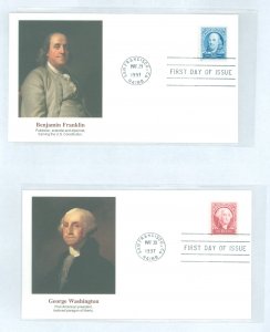 US 3139a/3140a 1997 pacific 97 50c franklin & 60c washington, two unaddressed fdcs with fleetwood cachets