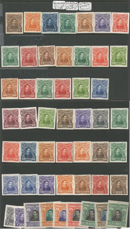 Honduras 1891 Lot of 50 Plate Proof in different colors SC 57/64 MOG (2civ)