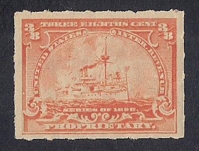 RB22 3/8 cent Propristary Battleship Stamps Mint OG H VF