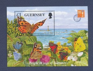 GUERNSEY - Scott 590 - MNH S/S - Butterfly, insect - 1997