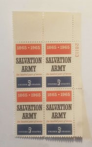 US  # 1269 MNH BKL OF 4 ,SALVATION ARMY 1865- 1965 