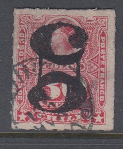 Chile 1900 5c on 30c Double Surcharge, One Inverted Used. Scott 50d Forgery