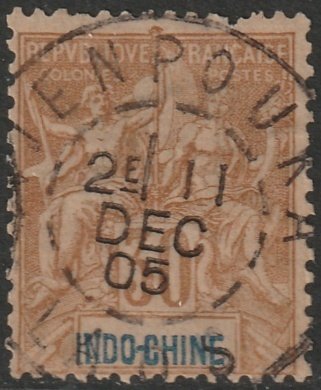 Indochina 1892 Sc 15 used Vien Pouka (Laos) cancel