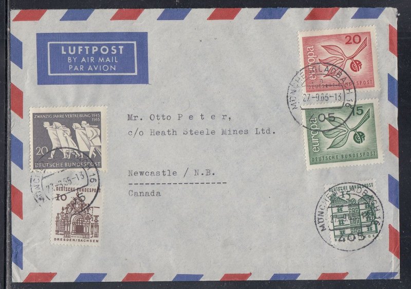 Germany Scott 934-5 FDC- Sep 27, 1965 Cover to Canada