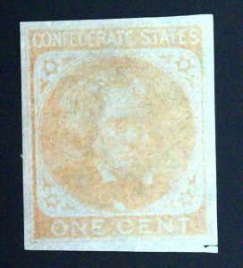 Scott CSA #14 - 1c Orange - Calhoun - NG - 1862