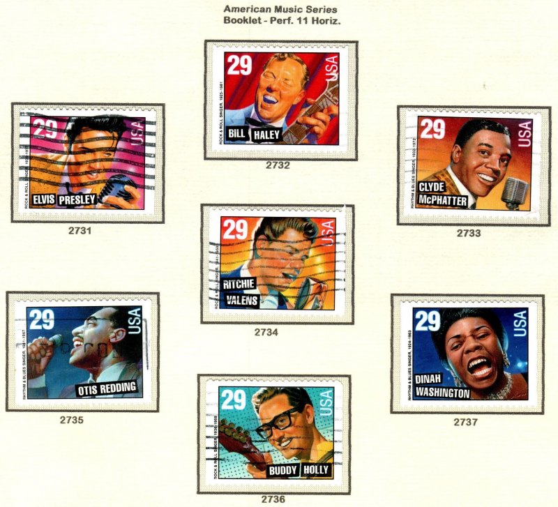 SC# 2731-37 - (29c) - Legends of Music, set of 7, used singles from album.