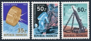 Indonesia 819-821, MNH. Mi 707-709. Space achievements, 1972. Rocket Kartika 1.