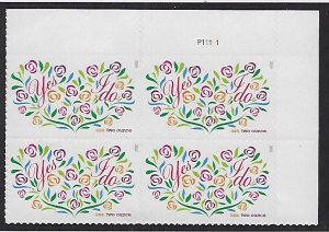 Catalog #5001 Plate Block of 4  Stamps Flowers and Yes I Do Two Ounce Rate