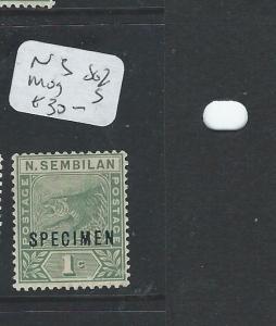 MALAYA NEGRI SEMBILAN (P0210B) TIGER 1C  SG 2 S SPECIMEN  MOG 