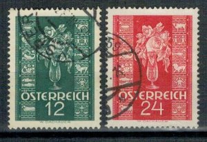 Austria 1937 Used Stamps Scott 388-389 Flowers Congratulations Zodiac Signs