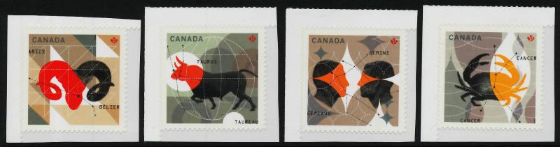 Canada 2449-52 MNH Signs of the Zodiac, Aries, Taurus, Gemini, Cancer